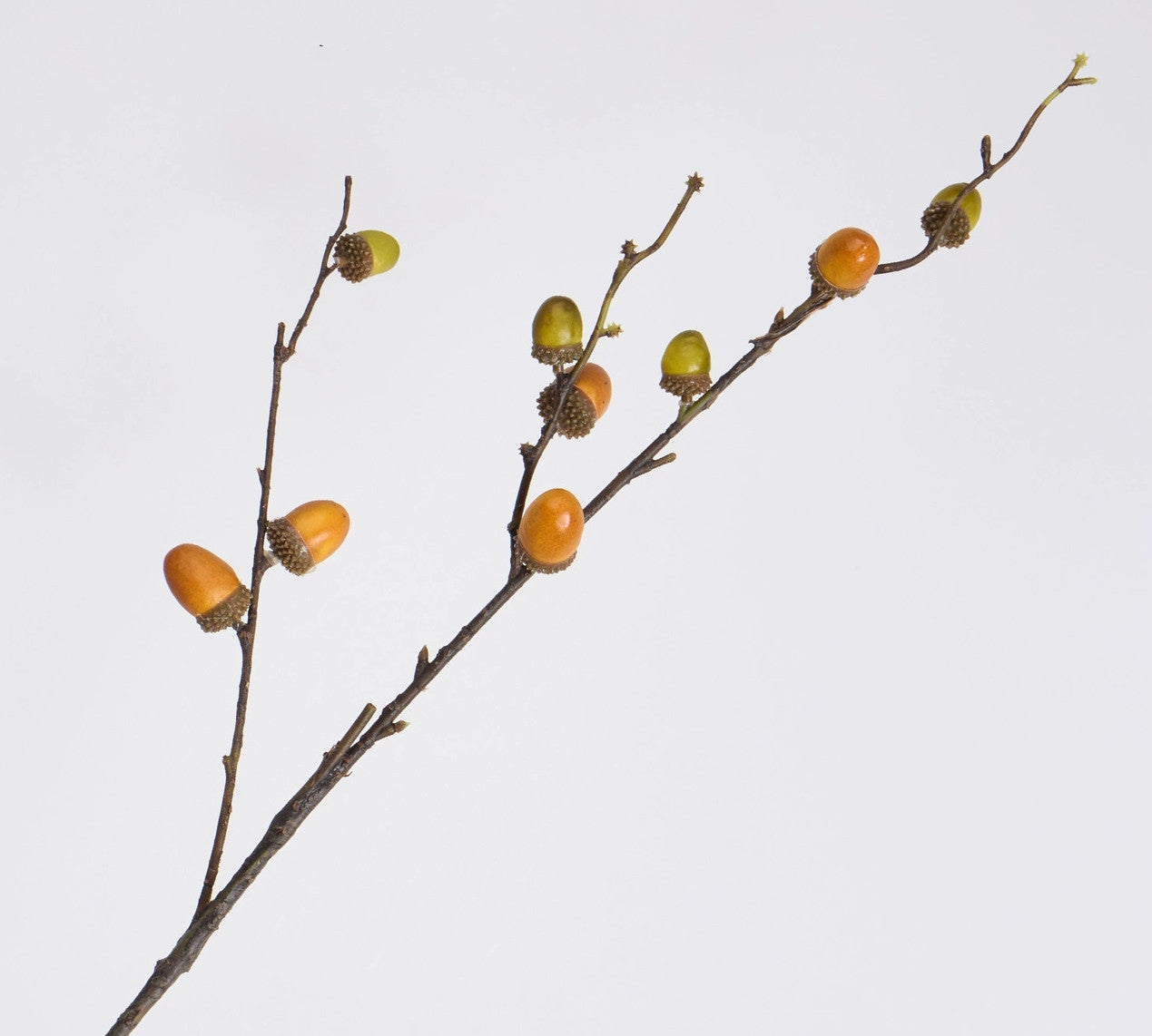 Realistic Autumn Acorn Branch, 29" Faux Fruit Decor in Orange, Green, and Dark Brown, Perfect for Home Decor, Weddings, and Cottagecore Aesthetics