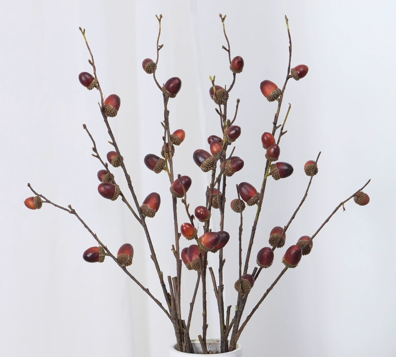 Realistic Autumn Acorn Branch, 29" Faux Fruit Decor in Orange, Green, and Dark Brown, Perfect for Home Decor, Weddings, and Cottagecore Aesthetics