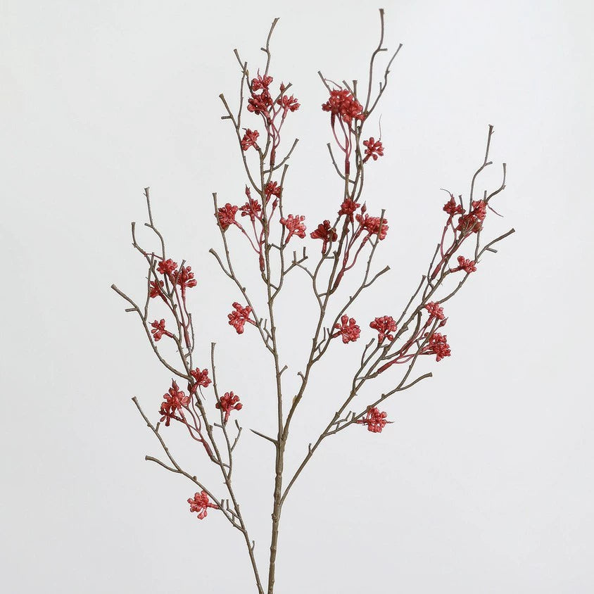 Artificial Branch with Wild Berries, 35" Real-Touch Decorative Stem, Perfect for Home Decor, Weddings, and Cottagecore Aesthetics