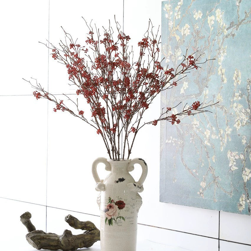 Artificial Branch with Wild Berries, 35" Real-Touch Decorative Stem, Perfect for Home Decor, Weddings, and Cottagecore Aesthetics