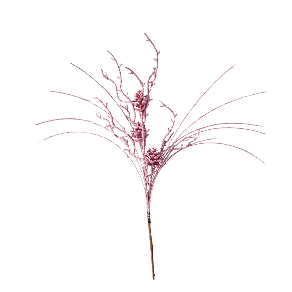 Christmas Pinecone Branches Set of 10, 20" Decorative Picks in Gold, Silver, Champagne, Red & Rose Gold, Ideal for Holiday Decor, Weddings, Festive Arrangements