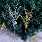 Christmas Pinecone Branches Set of 10, 20" Decorative Picks in Gold, Silver, Champagne, Red & Rose Gold, Ideal for Holiday Decor, Weddings, Festive Arrangements