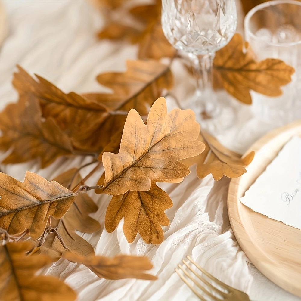 Realistic Faux Autumn Chrysanthemum Leaf Vine, 96" Long, Perfect for Home Decor, Weddings, Fall Celebrations, and Seasonal Displays
