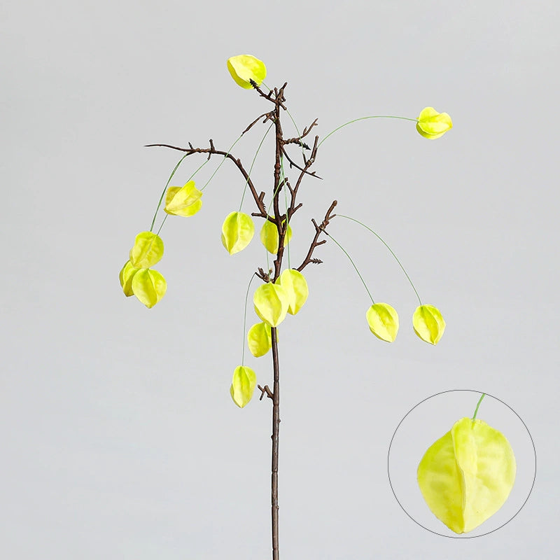 Faux Fruit Lantern Branch, 23" Real-Touch Decorative Berry Stem, Orange Yellow Green, Perfect for Home Decor, Weddings, Cottagecore Styling