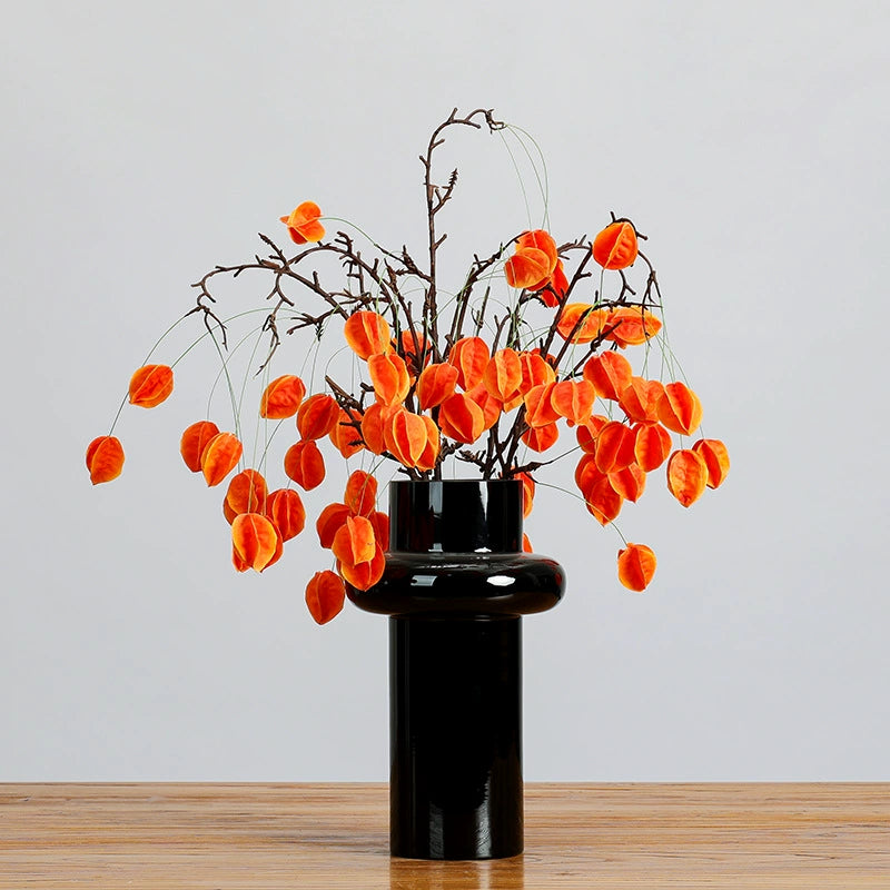 Faux Fruit Lantern Branch, 23" Real-Touch Decorative Berry Stem, Orange Yellow Green, Perfect for Home Decor, Weddings, Cottagecore Styling