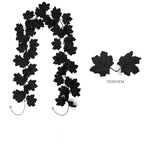 Black Maple Leaf Garland, 2-Pack Realistic Artificial Vine, Up to 79", Faux Silk Leaves for Halloween & Thanksgiving Decor, Gothic Wedding, Mantelpiece