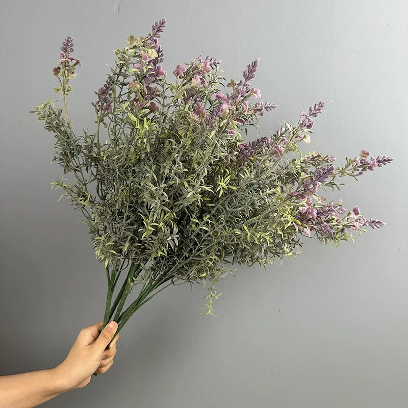 Lavender Artificial Flowers Set of 2, 21" Real-Touch Faux Floral Arrangement, Perfect for Home Decor, Weddings, and Events