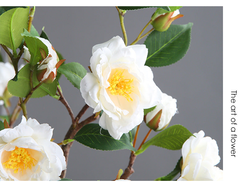 Artificial Camellia Flowers 20" | Real-Touch Silk Floral Arrangement | Perfect for Home Decor, Weddings, and Cottagecore Style