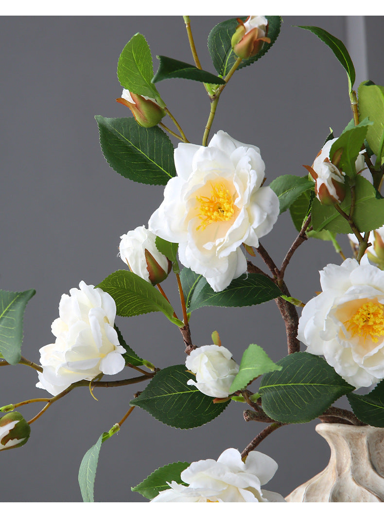 Artificial Camellia Flowers 20" | Real-Touch Silk Floral Arrangement | Perfect for Home Decor, Weddings, and Cottagecore Style