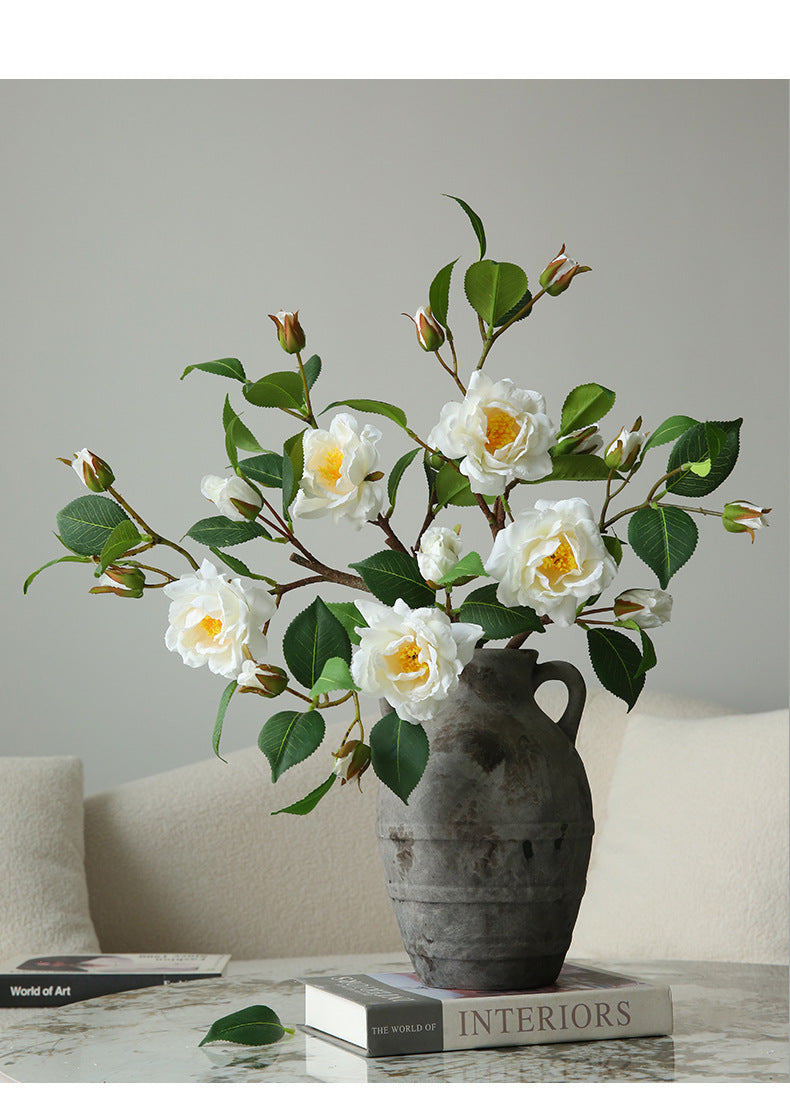 Artificial Camellia Flowers 20" | Real-Touch Silk Floral Arrangement | Perfect for Home Decor, Weddings, and Cottagecore Style
