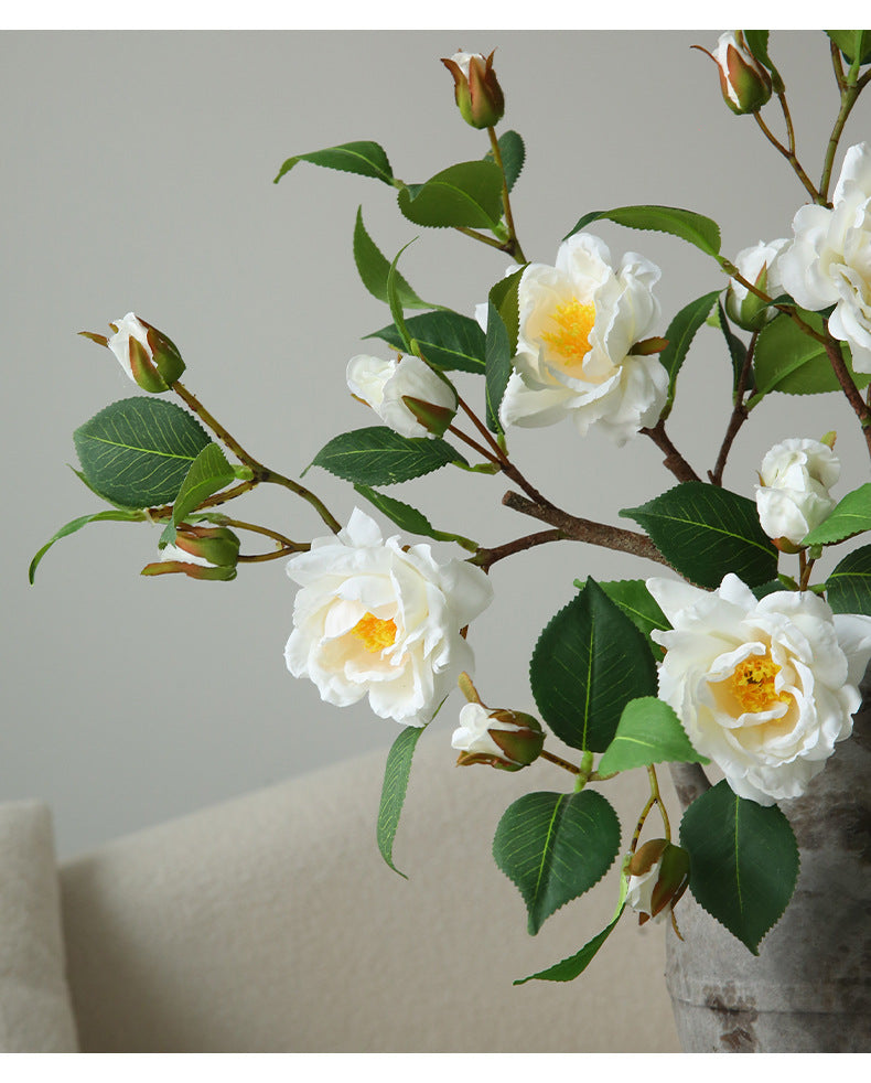 Artificial Camellia Flowers 20" | Real-Touch Silk Floral Arrangement | Perfect for Home Decor, Weddings, and Cottagecore Style