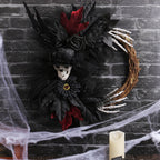Halloween Skull Wreath with Cobwebs, 18" Red & 16" Purple, Spooky Home Decor, Party Decoration, Perfect for Halloween Events
