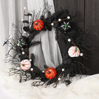 Autumn Pumpkin Wreath 18" | Realistic Faux Pine Needles & White Pumpkins | Perfect for Halloween Decor, Parties, Home Styling