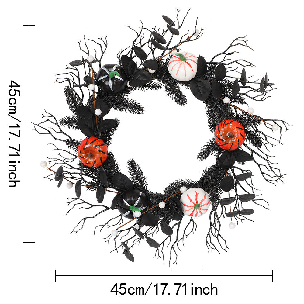 Autumn Pumpkin Wreath 18" | Realistic Faux Pine Needles & White Pumpkins | Perfect for Halloween Decor, Parties, Home Styling