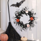 Autumn Pumpkin Wreath 18" | Realistic Faux Pine Needles & White Pumpkins | Perfect for Halloween Decor, Parties, Home Styling