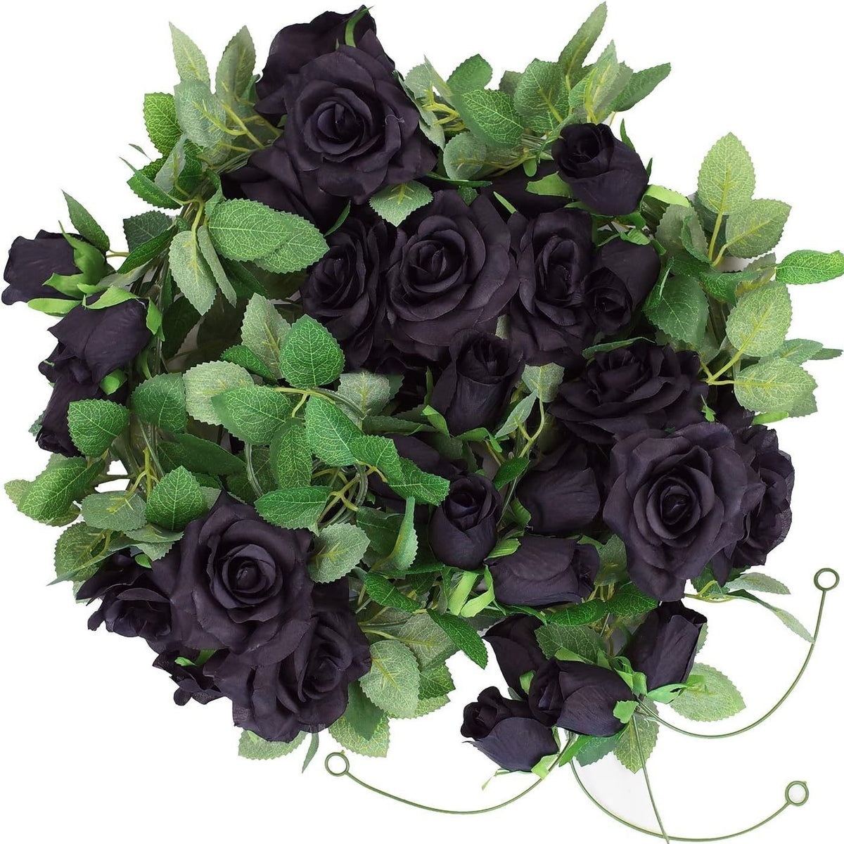 2M Black Rose Vine, Realistic Faux Floral Decoration for Home, Weddings, Halloween, Outdoor Events, Elegant Touch for Vases and Arrangements