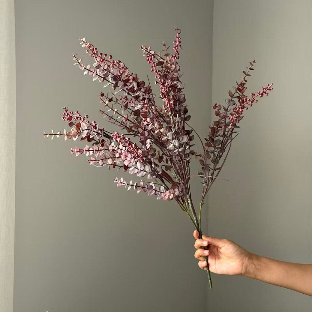 Real Touch Eucalyptus Stem, 25" Dusty Mauve Artificial Eucalyptus Branch, Lifelike Autumn Greenery for Wedding Bouquets, Vase Filler, Home Decor