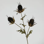 Faux Velvet Eryngium Stem, 28" Tall Artificial Sea Holly, 3-Head Thistle Spray in Moody Hues for Vase Filler, Home Decor & Wedding Arrangements