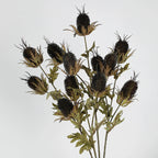 Faux Velvet Eryngium Stem, 28" Tall Artificial Sea Holly, 3-Head Thistle Spray in Moody Hues for Vase Filler, Home Decor & Wedding Arrangements