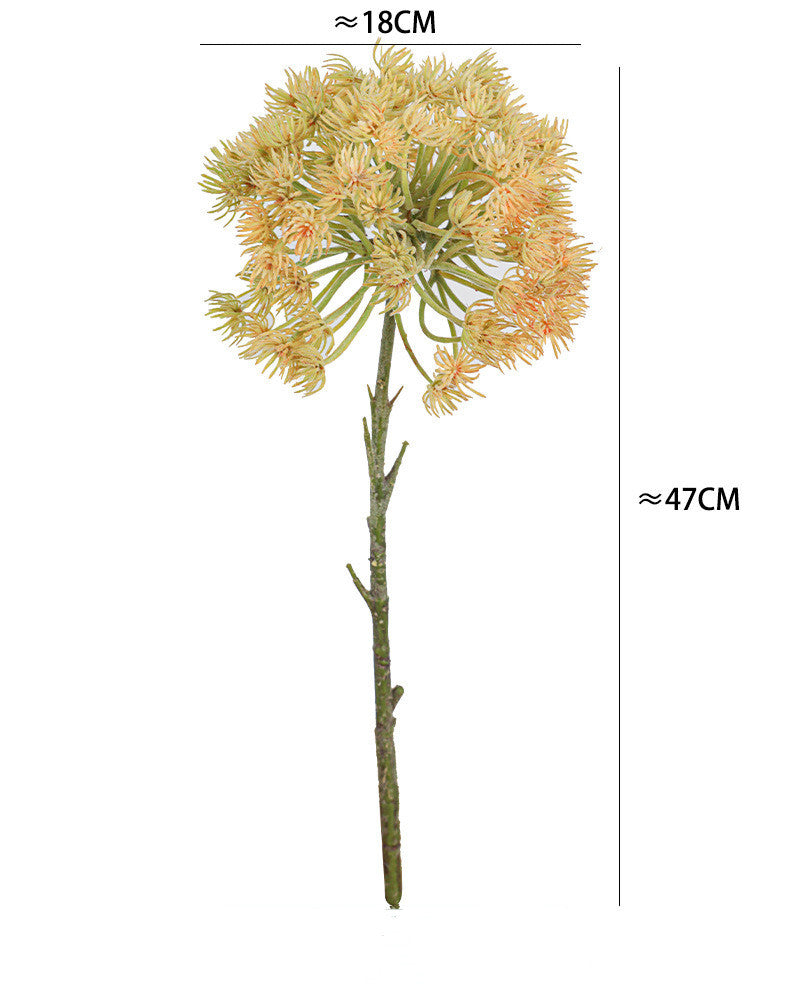 Large Faux Allium Stem, 19" Artificial Dandelion with 7" Flocked Head, Realistic Long Stem for Tall Vases, Wedding Centerpieces & Home Decor