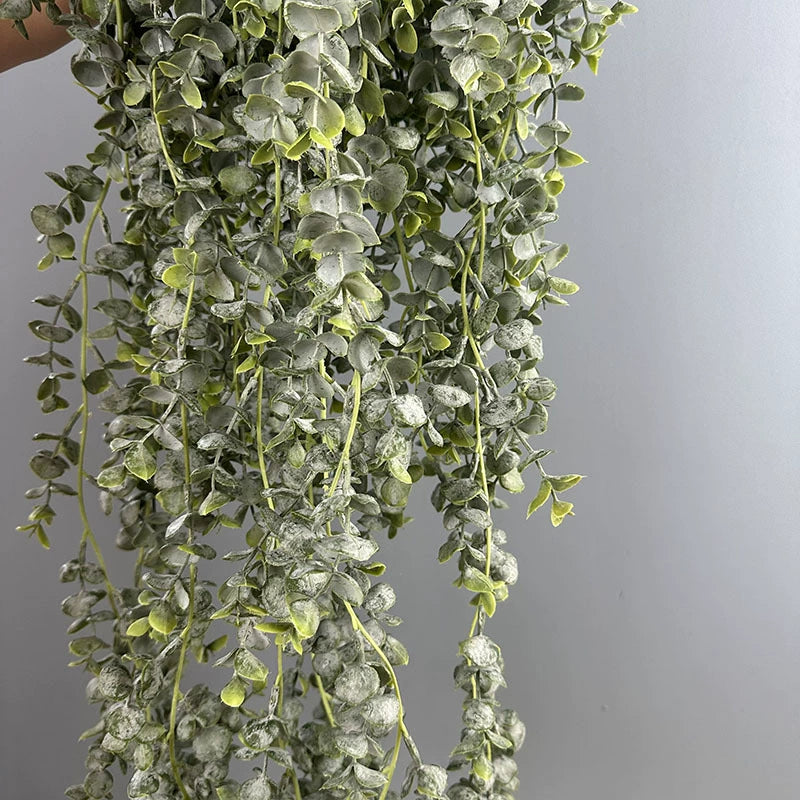 Realistic Trailing Eucalyptus Vine, 33" Artificial Hanging Plant, Lifelike Faux Greenery for Wall Decor, Shelf Styling & Event Design