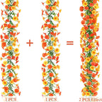 Autumn Eucalyptus & Morning Glory Garland, Set of 2, 71-Inch Faux Trailing Vines for Rustic Wedding Decor, Mantelpiece, Home & Event Styling