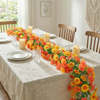 Autumn Eucalyptus & Morning Glory Garland, Set of 2, 71-Inch Faux Trailing Vines for Rustic Wedding Decor, Mantelpiece, Home & Event Styling