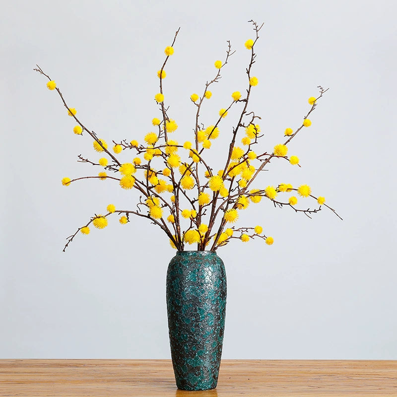 Faux Spiky Ricinus Castor Bean Stem, 39" Tall Realistic Textured Pod Branch, Sculptural Vase Filler for Home Decor, Floral Arrangements, Wedding & Event Design