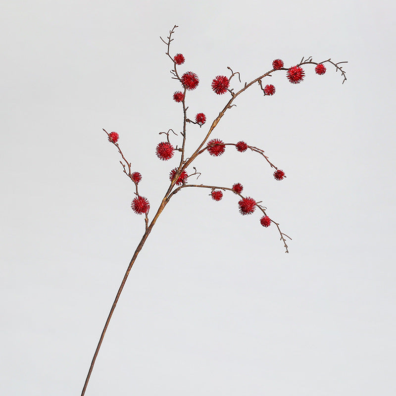 Faux Spiky Ricinus Castor Bean Stem, 39" Tall Realistic Textured Pod Branch, Sculptural Vase Filler for Home Decor, Floral Arrangements, Wedding & Event Design