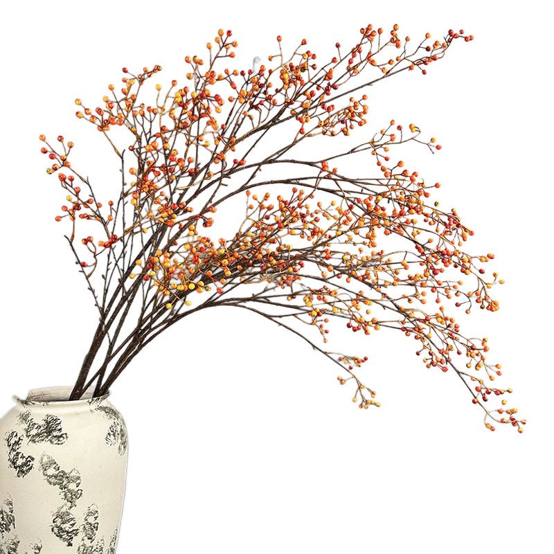 Faux Autumn Berry Branch, 45" Tall Realistic Berry Spray, Long Stem for Vase Filler, Rustic Home Decor, Wedding Arrangements & Seasonal Wreaths