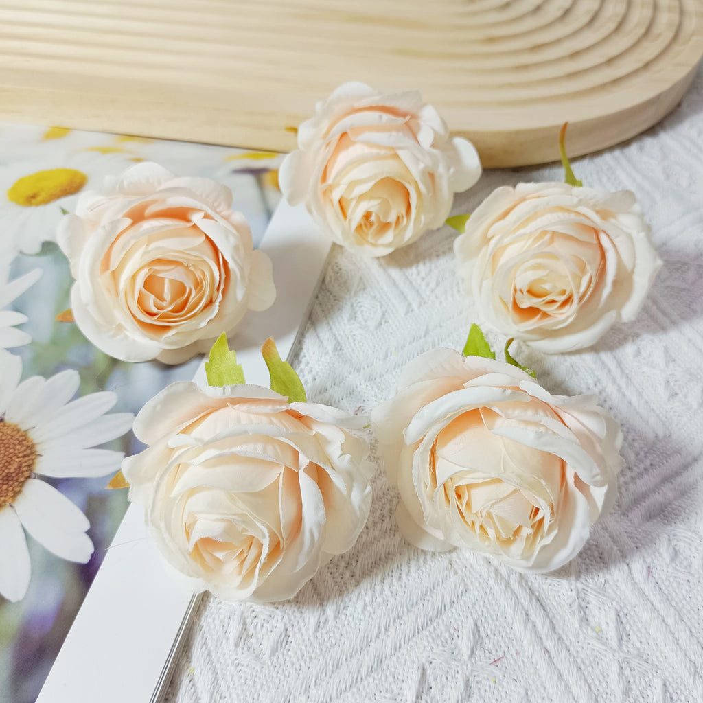Set of 5 Premium Silk Rose Heads, 2-Inch Realistic Artificial Flowers for DIY Wedding Boutonnières, Corsages & Crafts