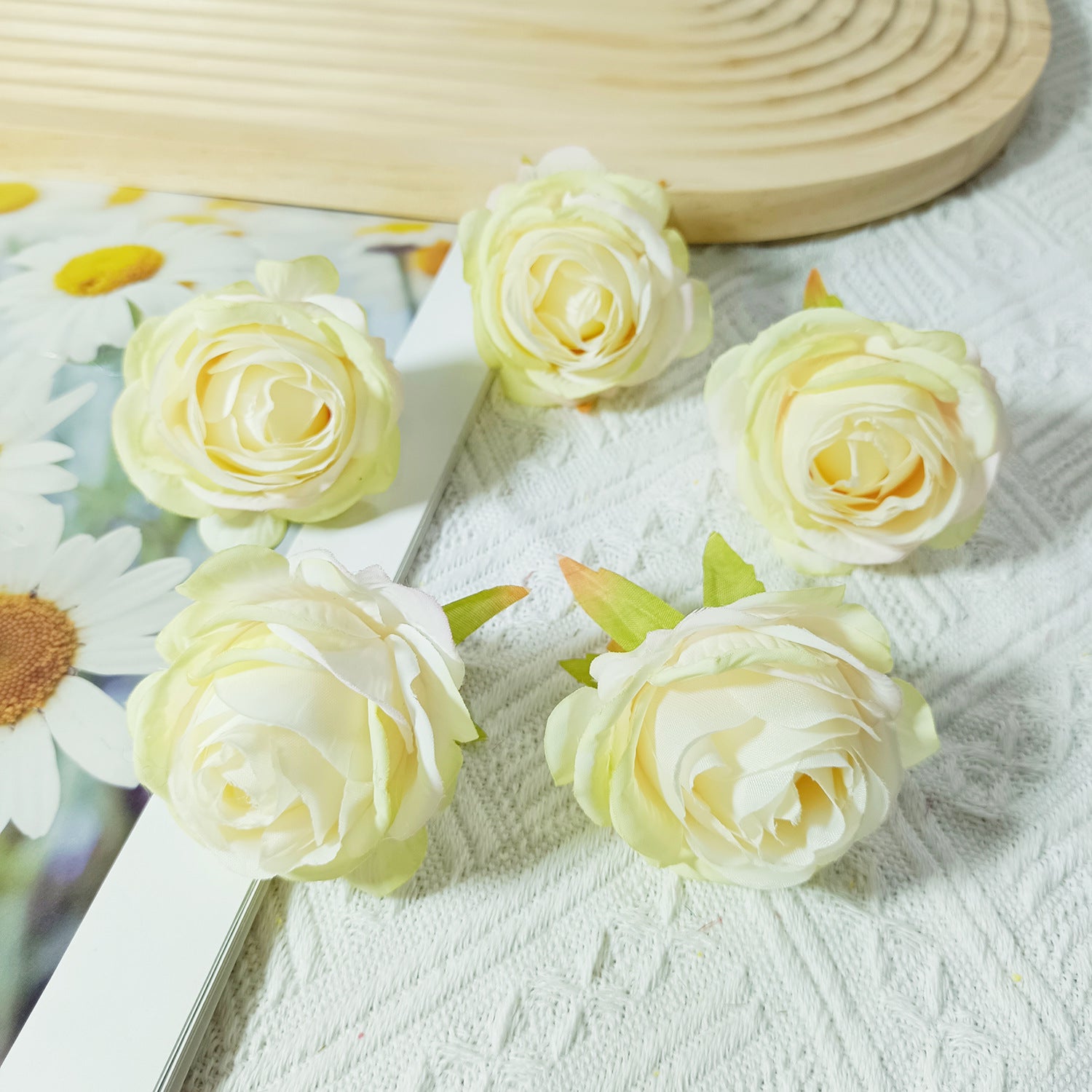 Set of 5 Premium Silk Rose Heads, 2-Inch Realistic Artificial Flowers for DIY Wedding Boutonnières, Corsages & Crafts