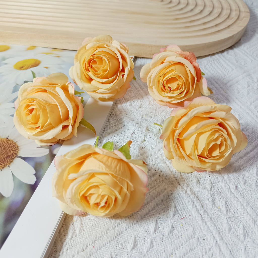 Set of 5 Premium Silk Rose Heads, 2-Inch Realistic Artificial Flowers for DIY Wedding Boutonnières, Corsages & Crafts