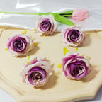 Set of 5 Premium Silk Rose Heads, 2-Inch Realistic Artificial Flowers for DIY Wedding Boutonnières, Corsages & Crafts