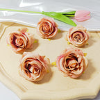 Set of 5 Premium Silk Rose Heads, 2-Inch Realistic Artificial Flowers for DIY Wedding Boutonnières, Corsages & Crafts