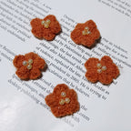 Handcrafted Warm-Coloured Knit Daisy Flowers, 1" Realistic Faux Floral Embellishments for Corsages, Gift Wrapping, Home Decor, Weddings