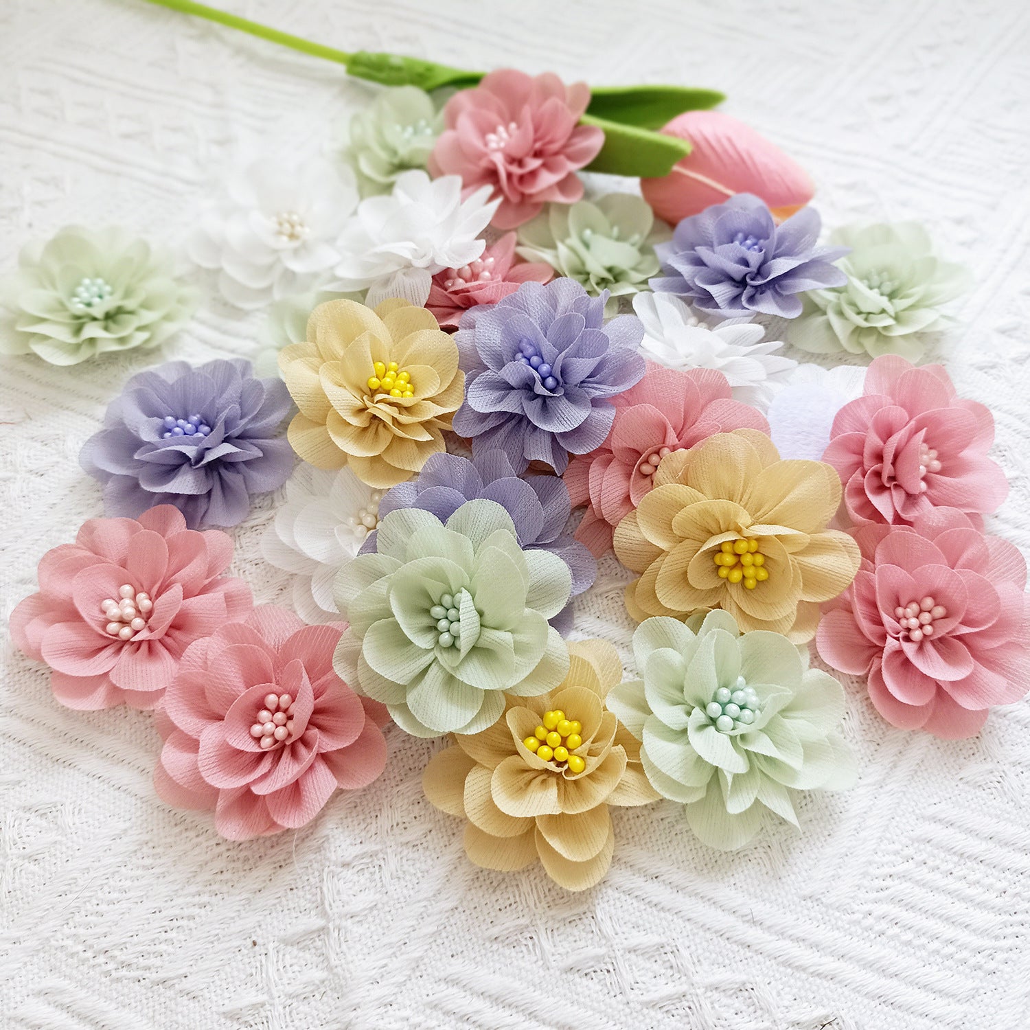 2" Fabric Wildflower Heads, Small Realistic Faux Flowers for DIY Crafts, Wedding Boutonnieres, Corsages, Hair Clips & Gift Embellishments