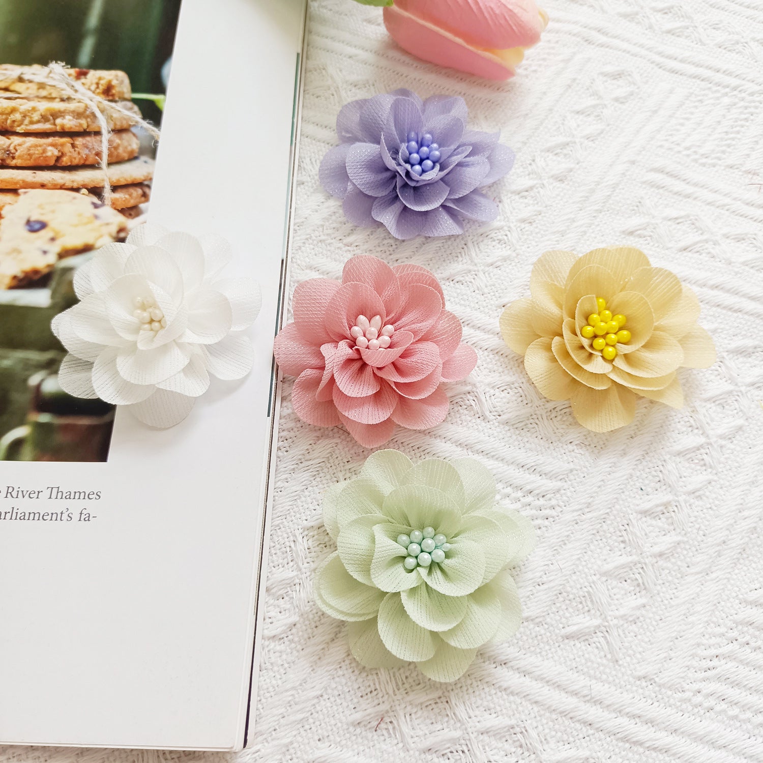 2" Fabric Wildflower Heads, Small Realistic Faux Flowers for DIY Crafts, Wedding Boutonnieres, Corsages, Hair Clips & Gift Embellishments