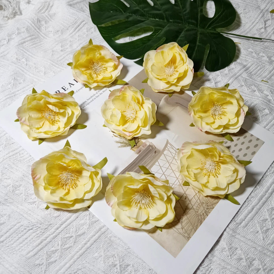 Realistic Camellia Flower Heads, 2.5-Inch Faux Blooms, Lifelike Craft Flowers for DIY Corsages, Wedding Decor, Hair Accessories, Millinery