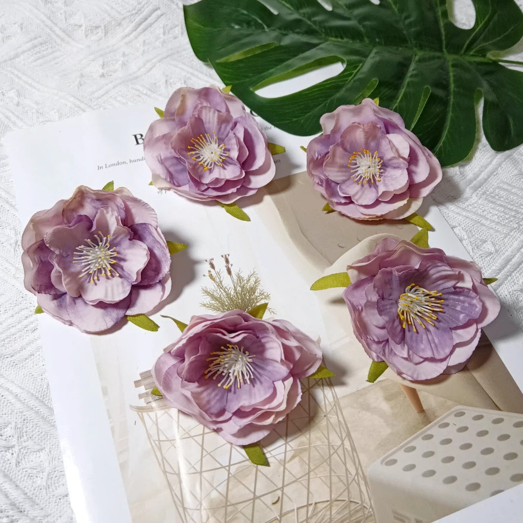Realistic Camellia Flower Heads, 2.5-Inch Faux Blooms, Lifelike Craft Flowers for DIY Corsages, Wedding Decor, Hair Accessories, Millinery