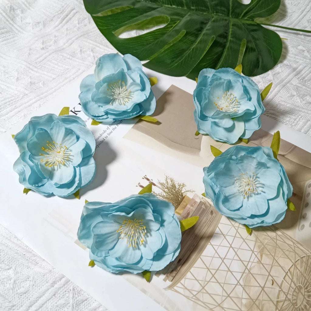 Realistic Camellia Flower Heads, 2.5-Inch Faux Blooms, Lifelike Craft Flowers for DIY Corsages, Wedding Decor, Hair Accessories, Millinery