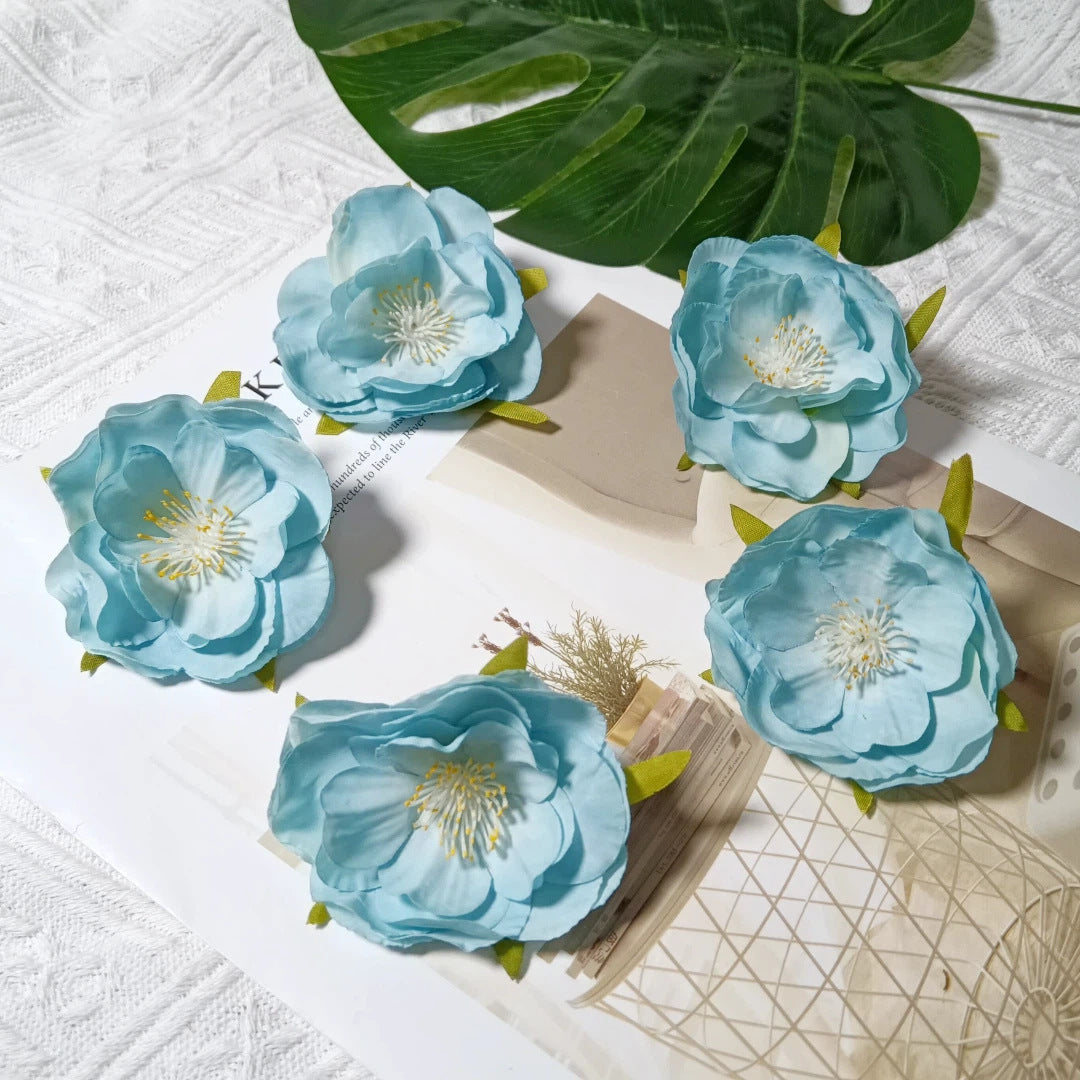 Realistic Camellia Flower Heads, 2.5-Inch Faux Blooms, Lifelike Craft Flowers for DIY Corsages, Wedding Decor, Hair Accessories, Millinery