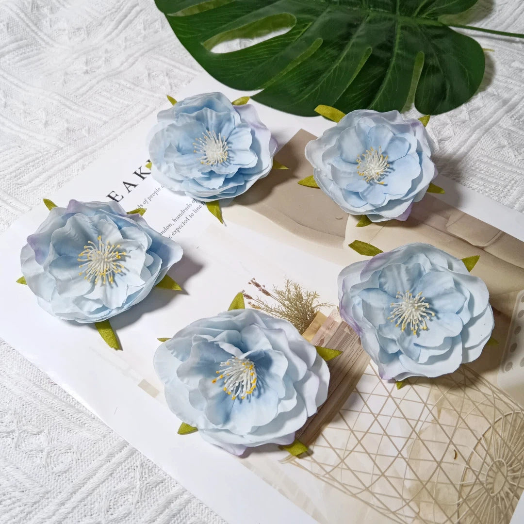 Realistic Camellia Flower Heads, 2.5-Inch Faux Blooms, Lifelike Craft Flowers for DIY Corsages, Wedding Decor, Hair Accessories, Millinery