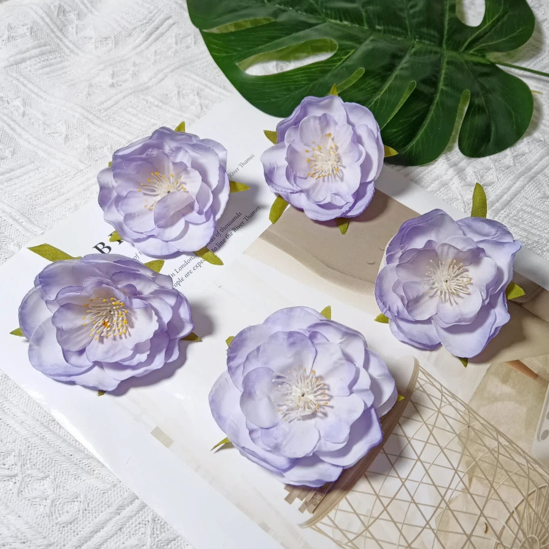 Realistic Camellia Flower Heads, 2.5-Inch Faux Blooms, Lifelike Craft Flowers for DIY Corsages, Wedding Decor, Hair Accessories, Millinery