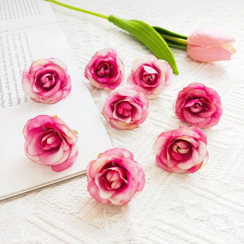 10 Pack Vintage Rose Heads, 1.5-Inch Realistic Silk Flowers for DIY Crafts, Wedding Boutonnieres, Corsage Making & Gift Box Decoration