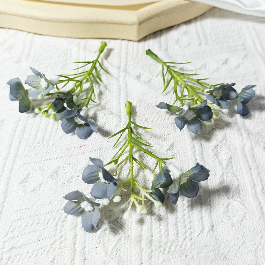 Dainty Faux Wildflower Sprigs, 10-Pack, 3-Inch Stems in 15 Colours, Realistic Look for DIY Corsages, Wedding Crafts & Bulk Floral Supply