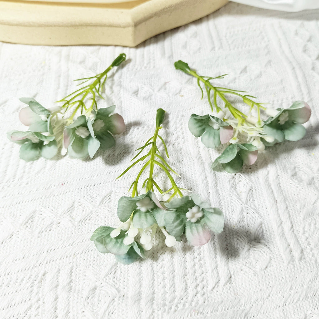 Dainty Faux Wildflower Sprigs, 10-Pack, 3-Inch Stems in 15 Colours, Realistic Look for DIY Corsages, Wedding Crafts & Bulk Floral Supply