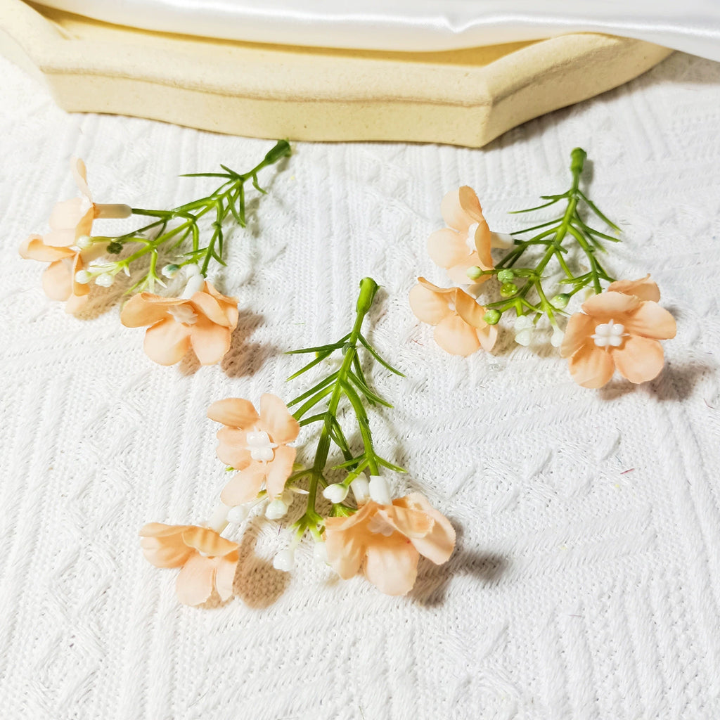Dainty Faux Wildflower Sprigs, 10-Pack, 3-Inch Stems in 15 Colours, Realistic Look for DIY Corsages, Wedding Crafts & Bulk Floral Supply