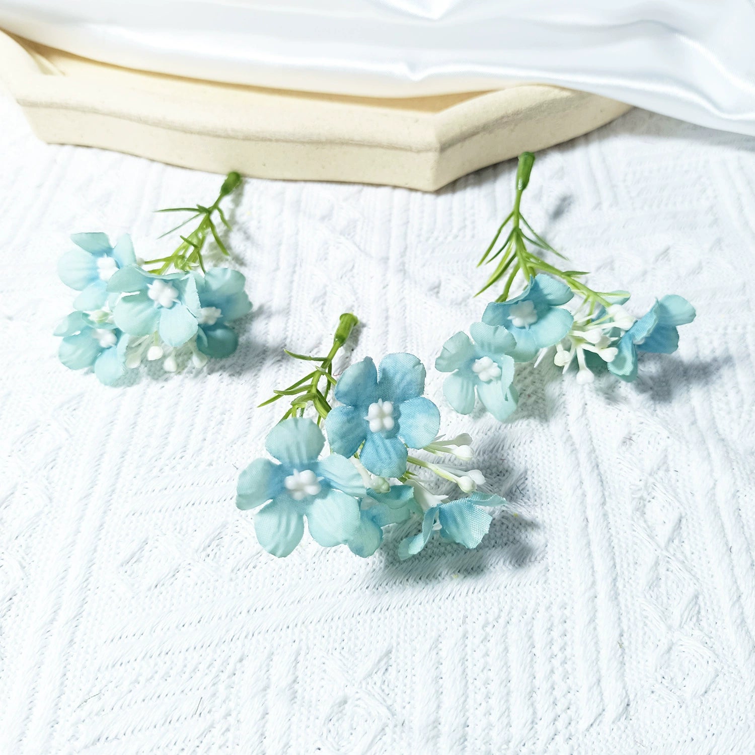 Dainty Faux Wildflower Sprigs, 10-Pack, 3-Inch Stems in 15 Colours, Realistic Look for DIY Corsages, Wedding Crafts & Bulk Floral Supply