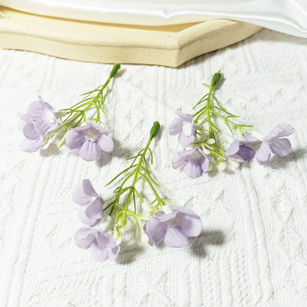Dainty Faux Wildflower Sprigs, 10-Pack, 3-Inch Stems in 15 Colours, Realistic Look for DIY Corsages, Wedding Crafts & Bulk Floral Supply